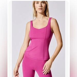 Carbon38 Tank Top Diamond Compression Magenta square neckline‎ stretch sz small